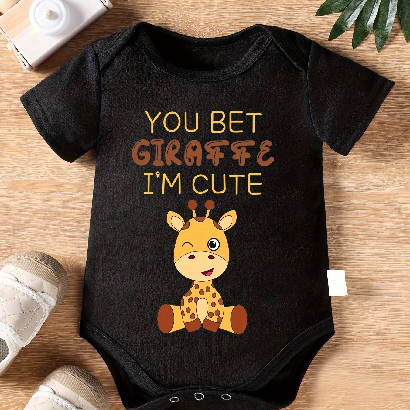 Cute Baby Letter Print Short Sleeve Jumpsuit for Indoor and Outdoor Adventures