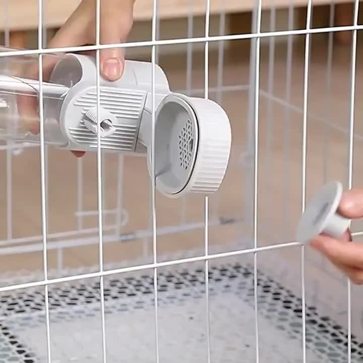 Automatic Hanging Gravity Pet Feeder And Water Dispenser Set With Cage Container Bowl