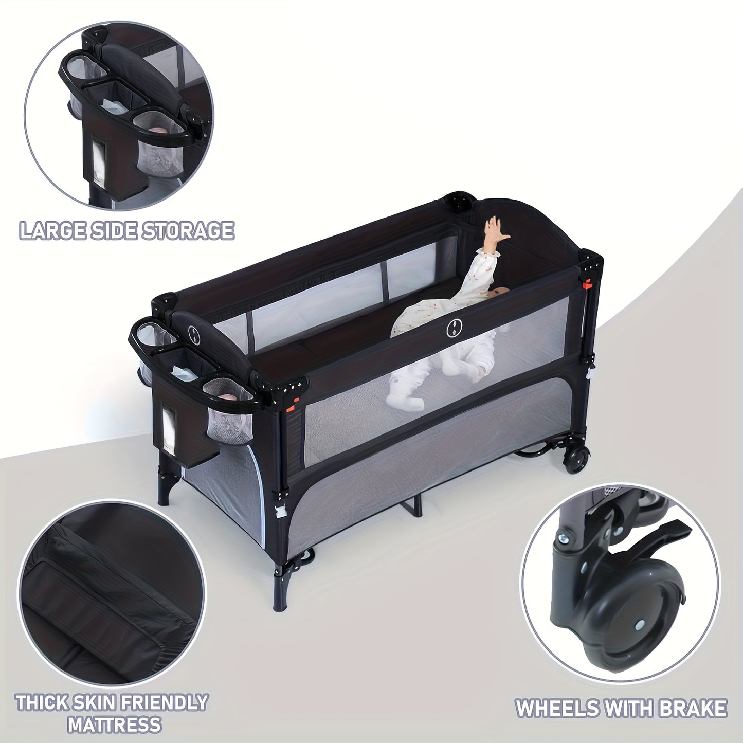 5 In 1 Baby Bassinet Bedside Sleeper With Diaper Changer Perfect For Newborns