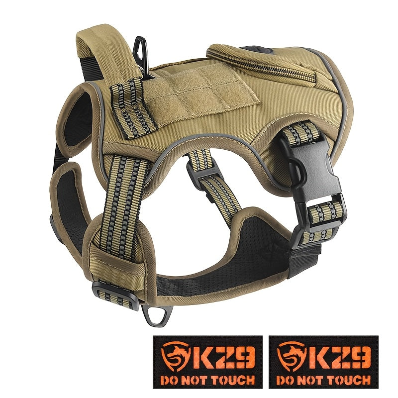 Tactical Dog Harness for Medium & Large Dogs Heavy Duty No Pull Dog Harness with Handle And Poop Bag Holder Pocket Adjustable Reflective German Shepherd Big Size Dog Vest for Training, Walking, Hiking