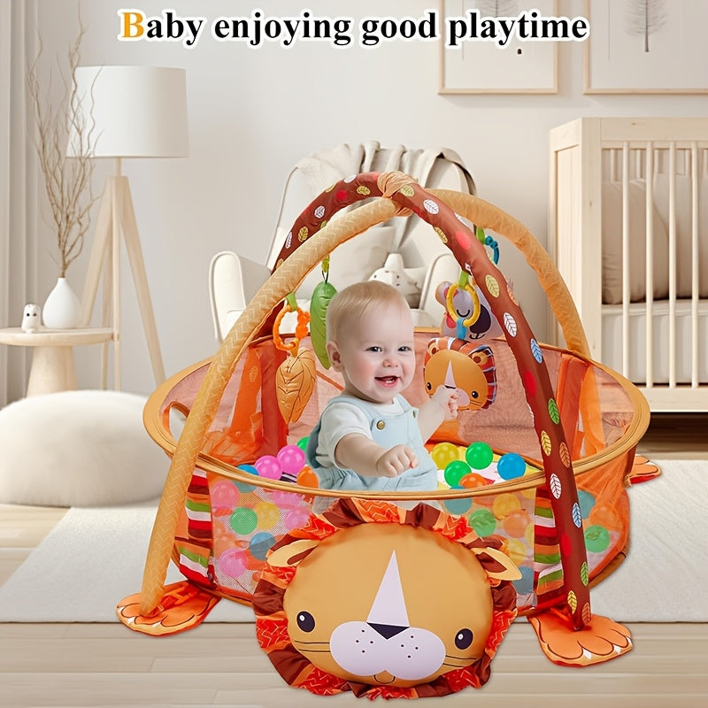 8-in-1 Youngsters Gym Play Mat with Toys for Sensory Development in Lion Design