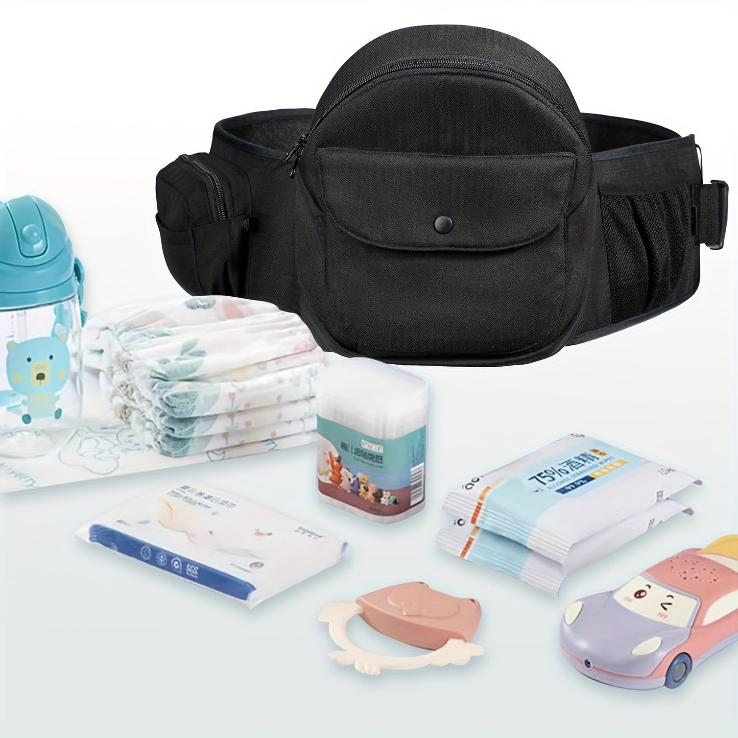 Ergonomic Baby Carrier with 3D Belly Protector and Adjustable Waistband for Newborns