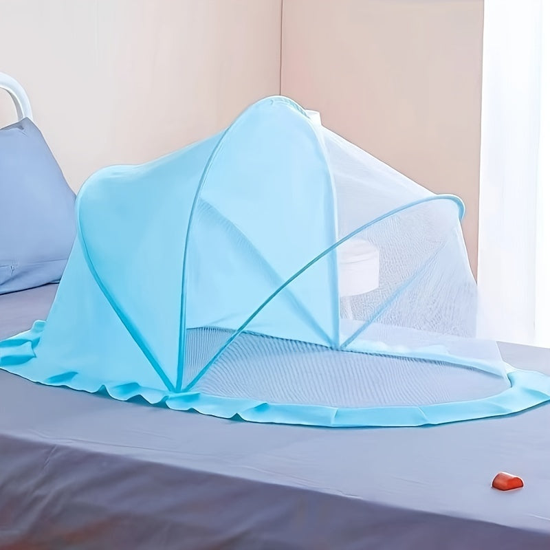 Foldable Youngsters Mosquito Net - Light Blue, Full Coverage, Breathable Polyester, Portable Youngsters Bed Canopy for Indoor/Outdoor Use