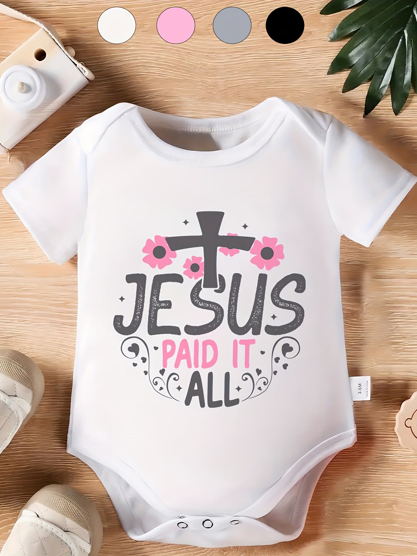 Love Paid It All Baby Onesie Cotton Short Sleeve Lightweight Alphabet Pattern Spring Summer