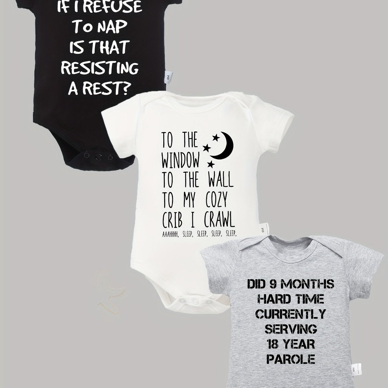 3 Piece Baby Boys Casual Crew Neck Onesies Alphabet Print 100 Percent Cotton Summer Wear