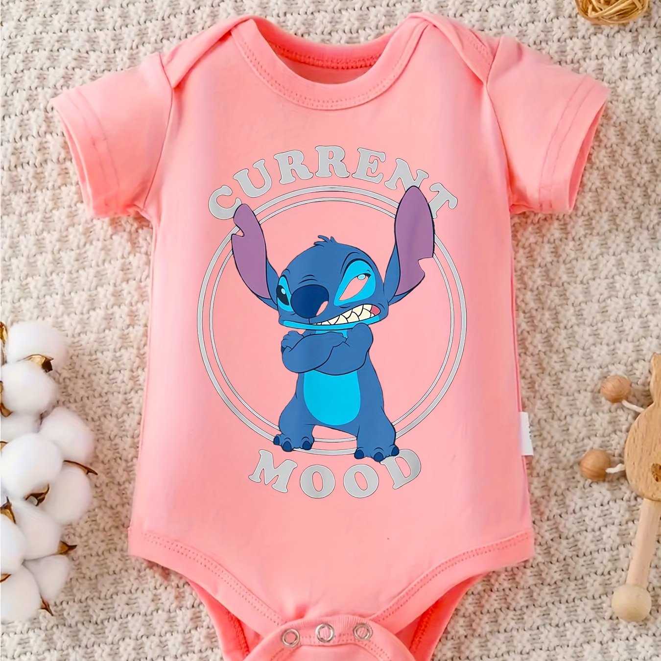 Disney Lilo and Stitch Angry Stitch Baby Crawl Clothes 100 Percent Cotton Perfect for Outdoor