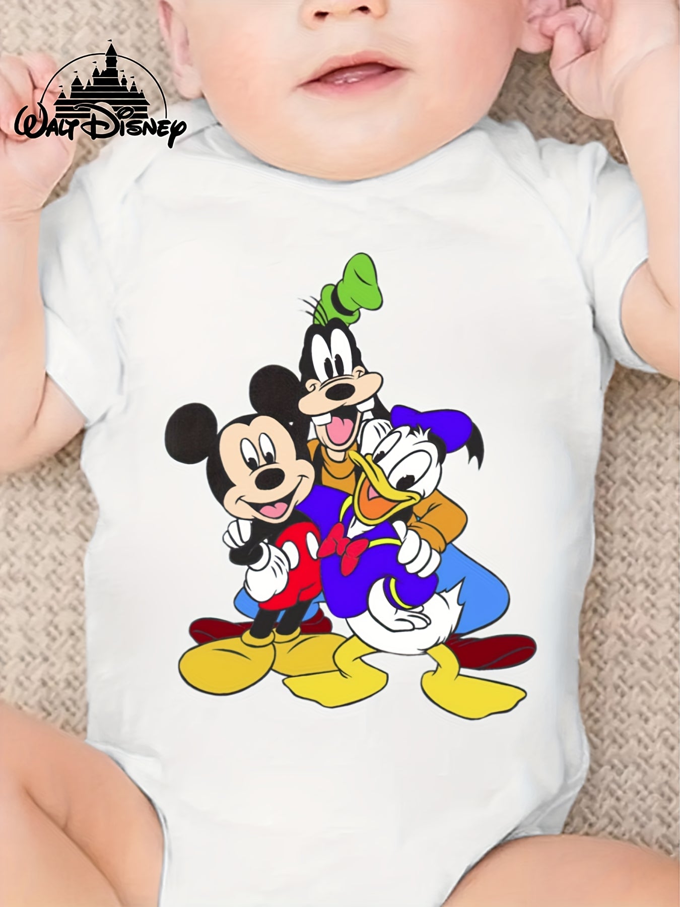 Disney Baby Short Sleeve Crawling Onesie Cute Triangle Print for Outdoor Fun 0-3 Years