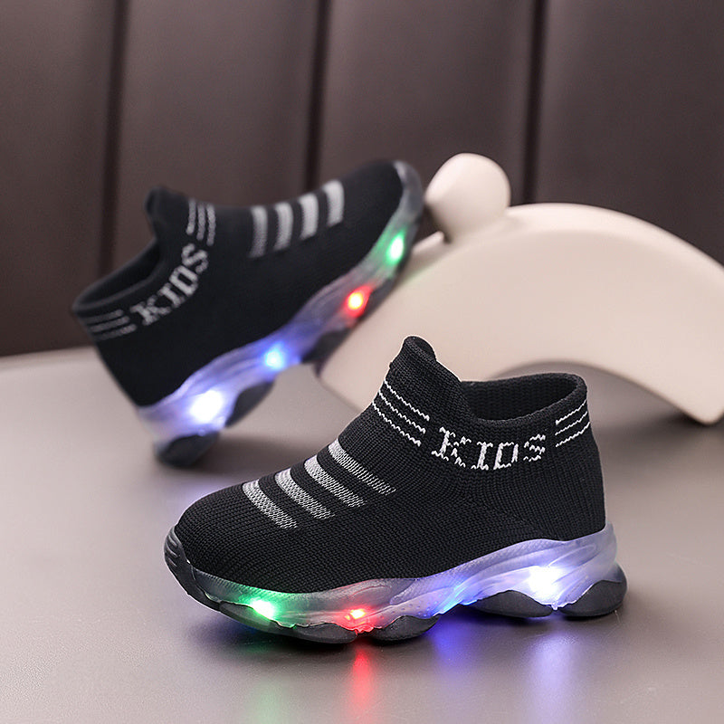 2025 New Fashionable Baby Shoes With Light Glow Lightweight Slip On Walking Shoes