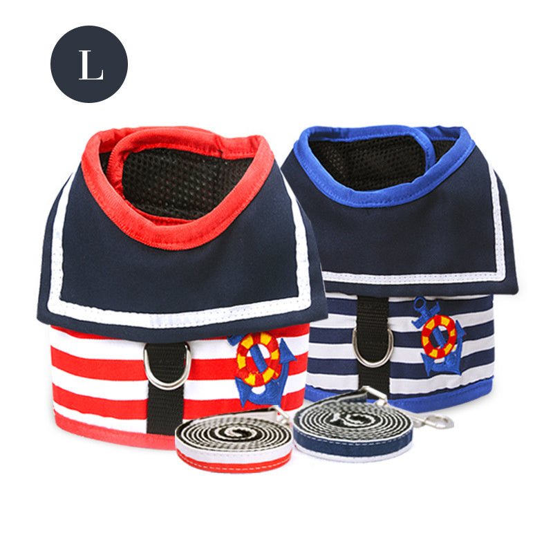 Cute Adjustable Dog Harness Vest Set for Small Dogs Red and Blue No Pull Reflective Design