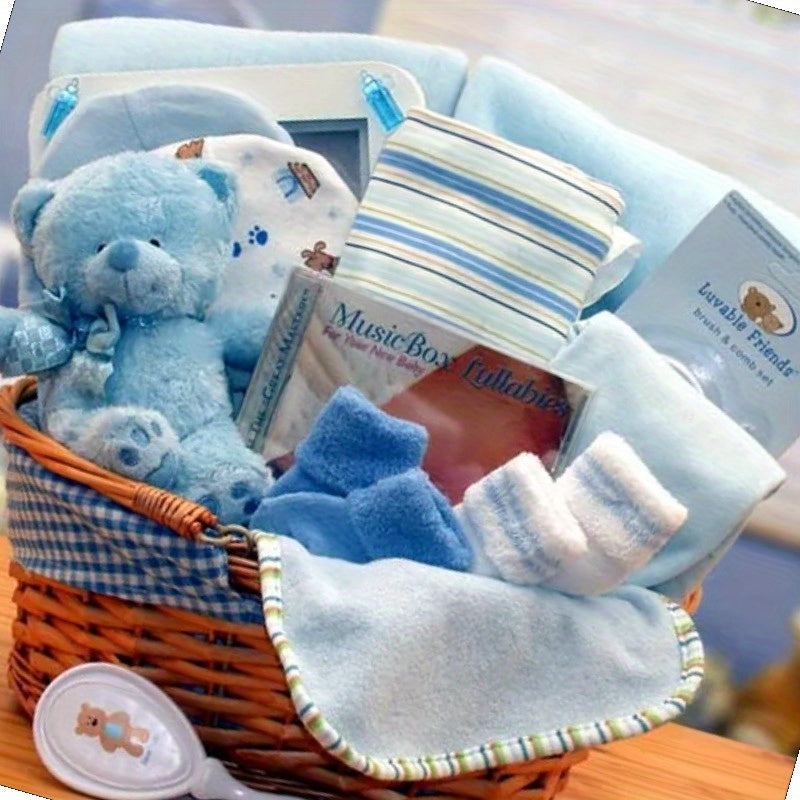 Simply The Baby Basics New Baby Gift Basket in Blue for Newborns and Infants