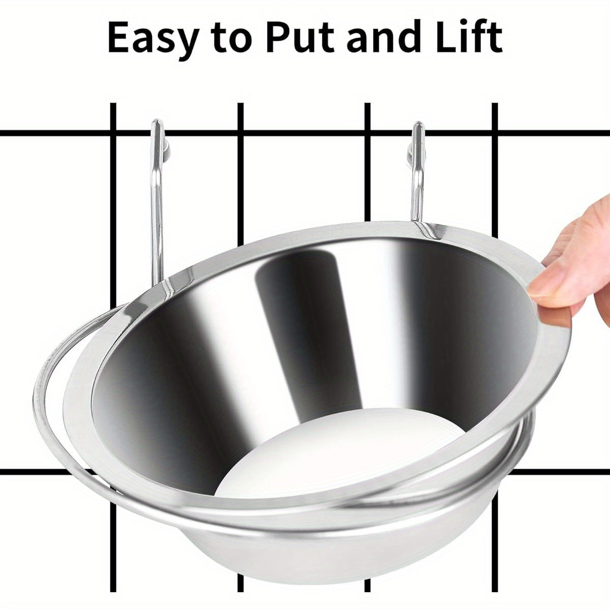 Hanging Stainless Steel Water Bowls for Small Dogs and Cats No Spill Design 8oz Set