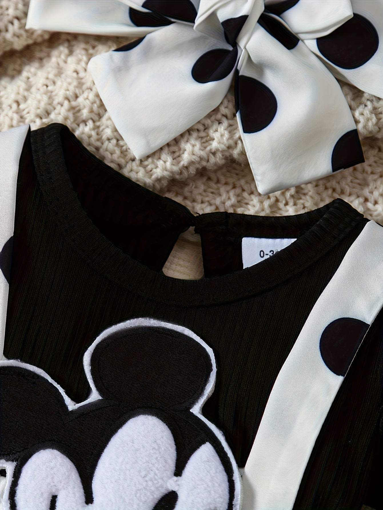 2pcss Set Of Baby Girl Fake, 2pcss Short Sleeved Short Sleeved Polka Dot Suspender Jumpsuit, Cartoon Mouse Embroidery 3D Doll Jumpsuit, Pants Set For Baby Girl'S Clothes, for Outdoor