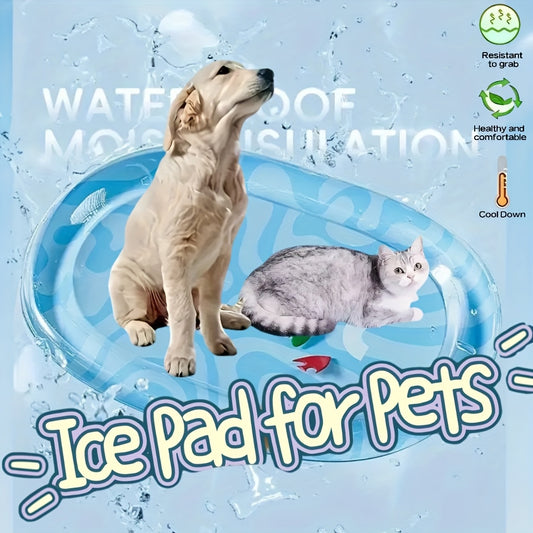 Inflatable Cooling Water Mat for Dogs and Cats with Bite-Resistant PVC and Toy