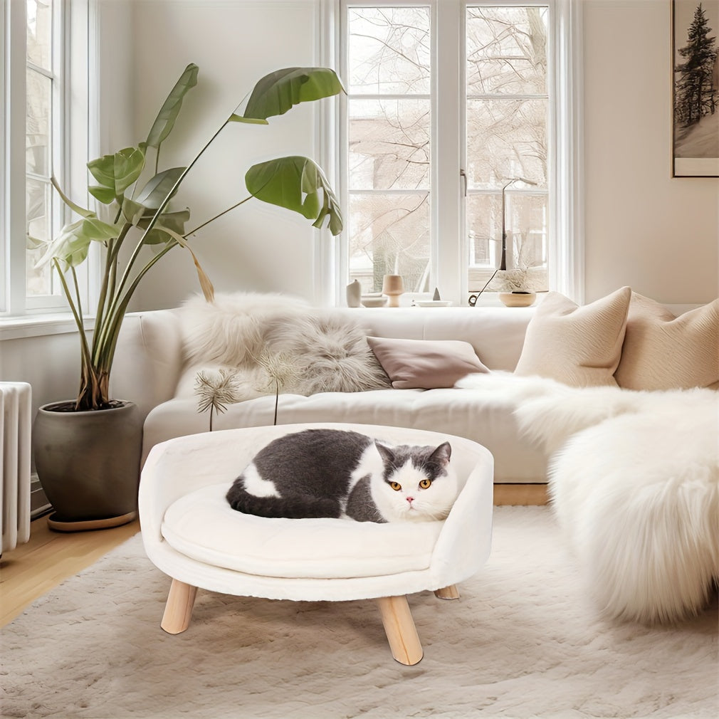 Raised Pet Sofa Bed for Dogs and Cats with Removable Padded Cushion and Stylish Design