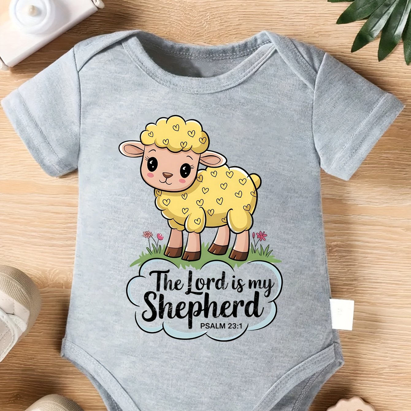The Lord Is My Shepherd Baby Onesie for Spring Summer Soft Cotton Outfit 0-12 Months