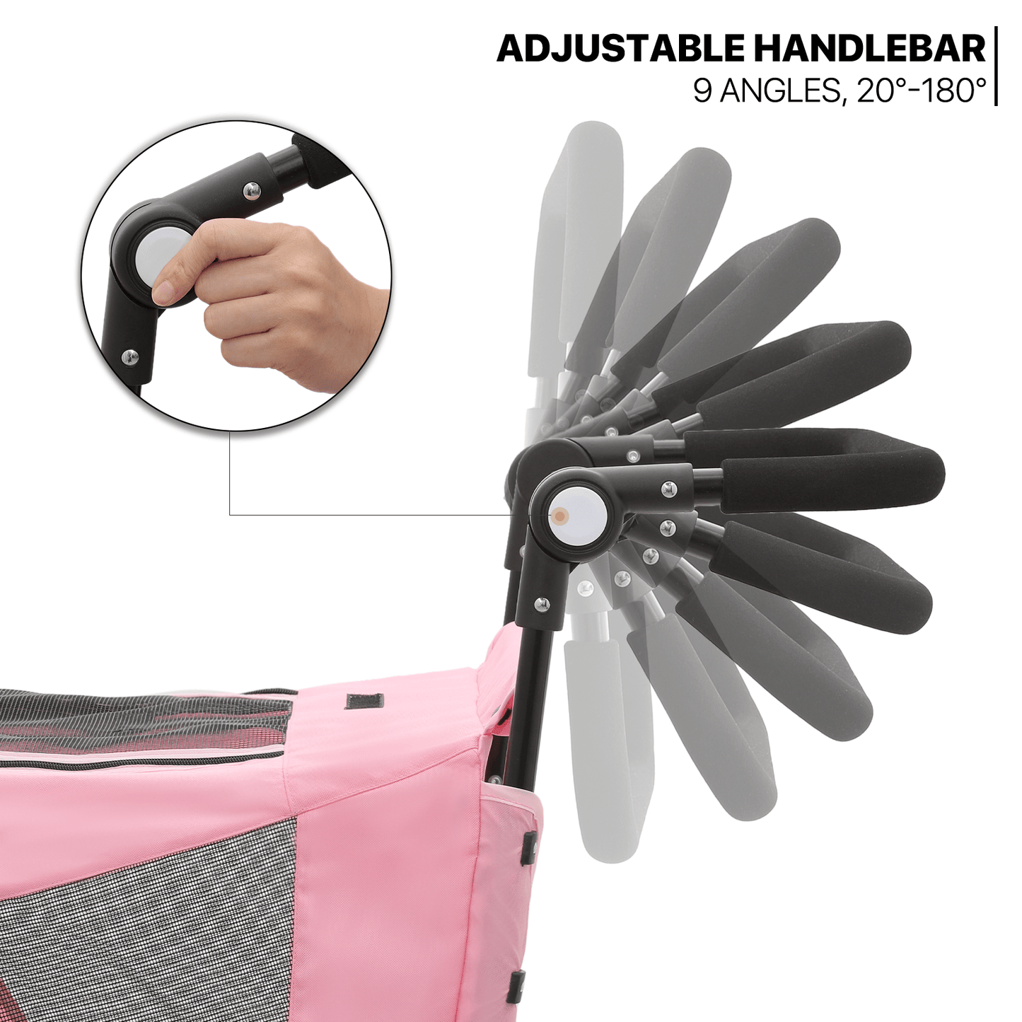 MoNiBloom Pet Stroller for Large Dogs or Multiple Dogs Cats with Adjustable Handle, 3-Wheels Dual Entry Portable Dog Carting Easy Folding Pet Wagon Double Dog Stroller