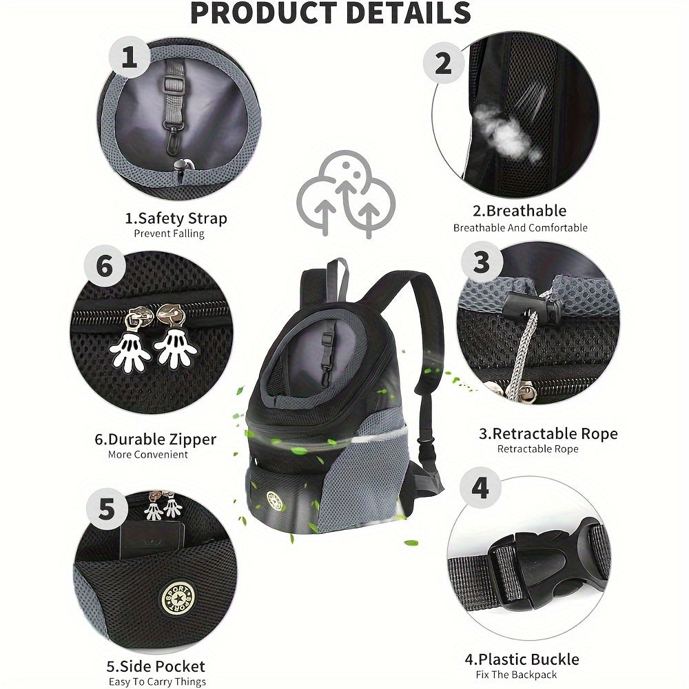 Breathable Mesh Dog Backpack With Adjustable Straps And Belt