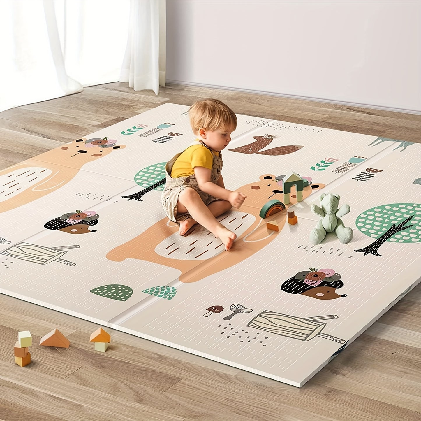 UANLAUO Reversible Baby Play Mat 71 X 59 Inches Foldable Anti Slip Crawling Mat