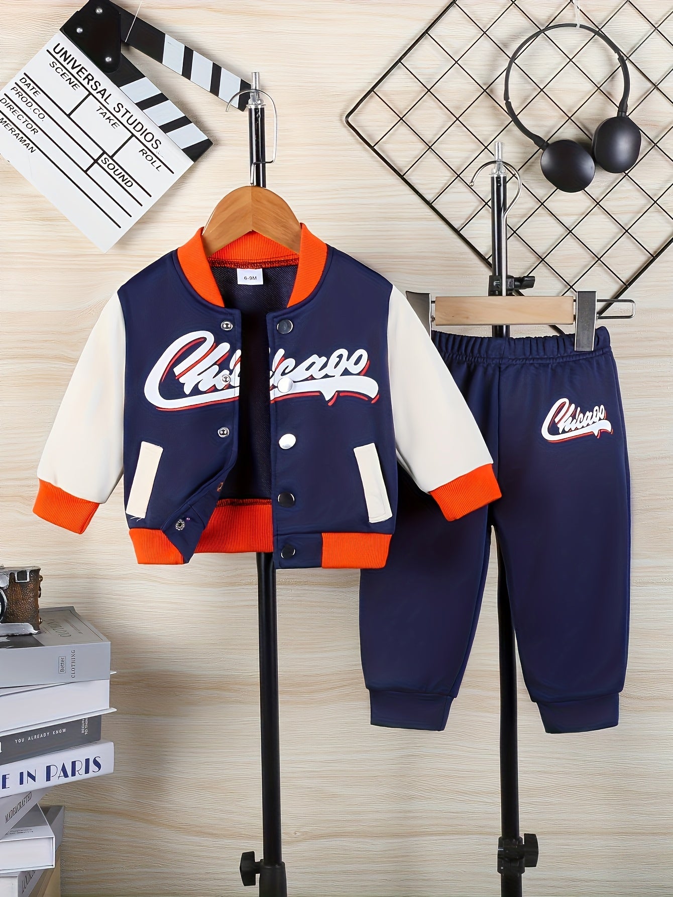Directional Development Baby Boy Autumn Winter Baseball Uniform Two Piece Set