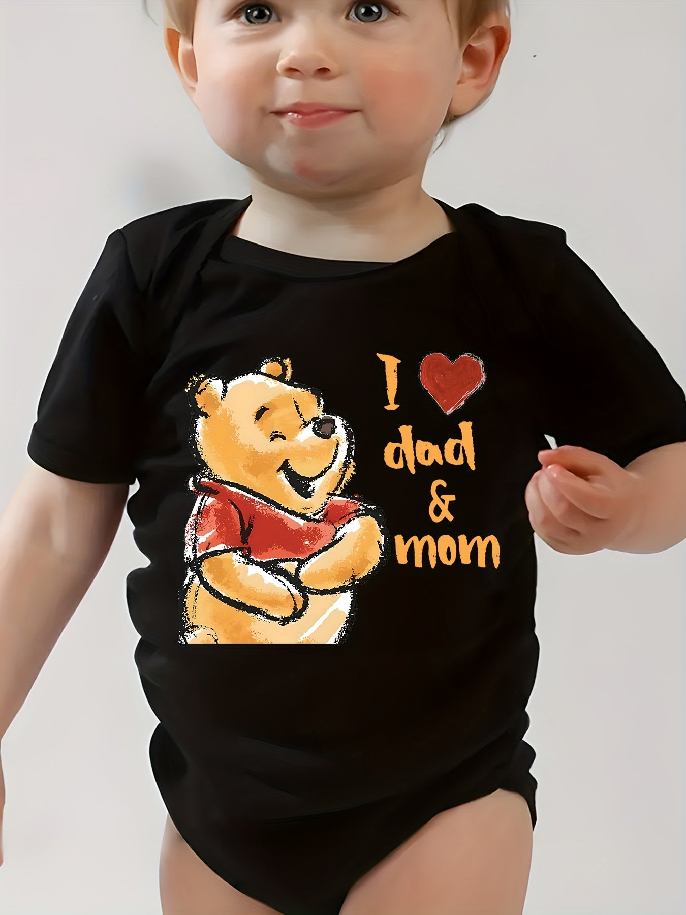 Disney Winnie the Pooh I Love Dad and Mom Baby Onesie Adorable Short Sleeve Romper