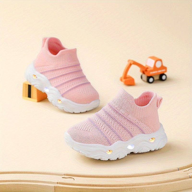 2026 New Youngsters Glowing Sneaker Lights Slip On Non-Slip Soft Pink Casual Shoes
