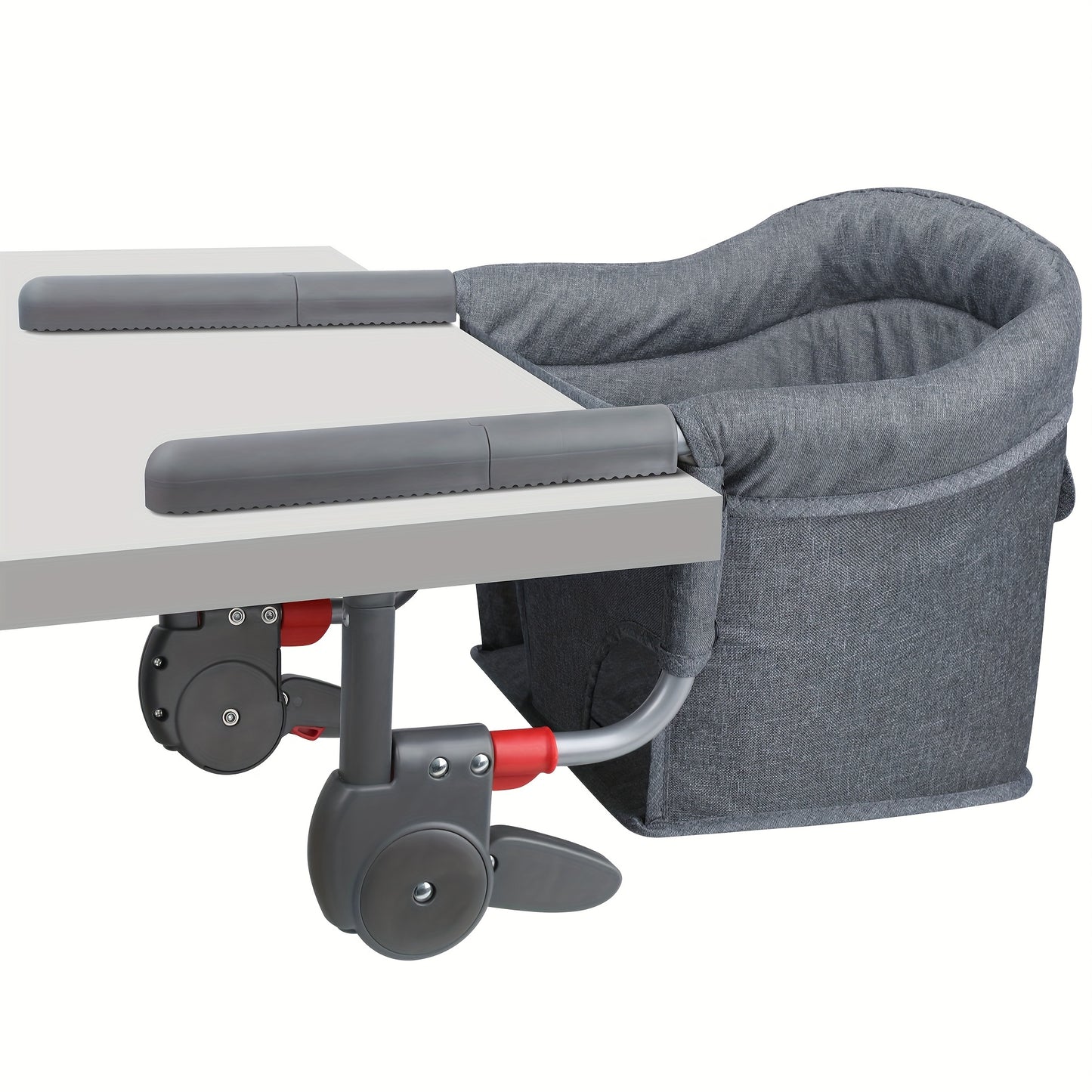 Hook On Chair: Portable Fast Table Chair with Storage Bag, Clip On Table Chairs for Babies And Toddlers, Foldable Baby Feeding Chair with Removable Seat for Home And Travel -Grey
