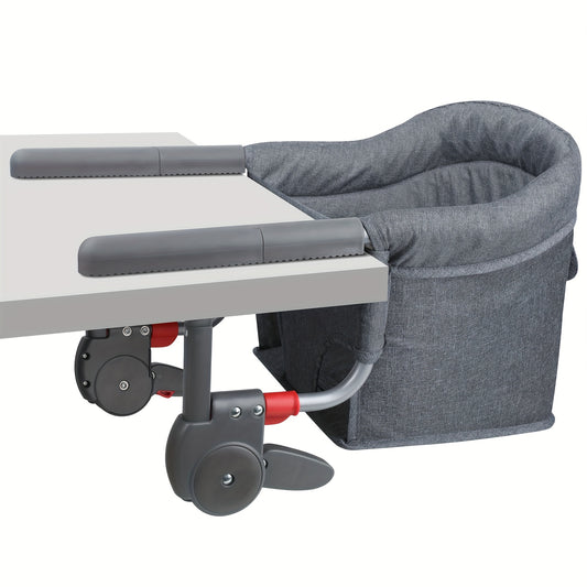 Hook On Chair: Portable Fast Table Chair with Storage Bag, Clip On Table Chairs for Babies And Toddlers, Foldable Baby Feeding Chair with Removable Seat for Home And Travel -Grey