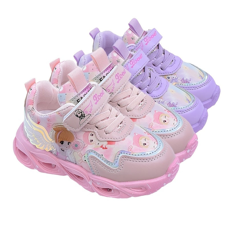 2025 Spring Autumn Girls Light Up Sports Shoes Trendy Casual Princess Sneakers