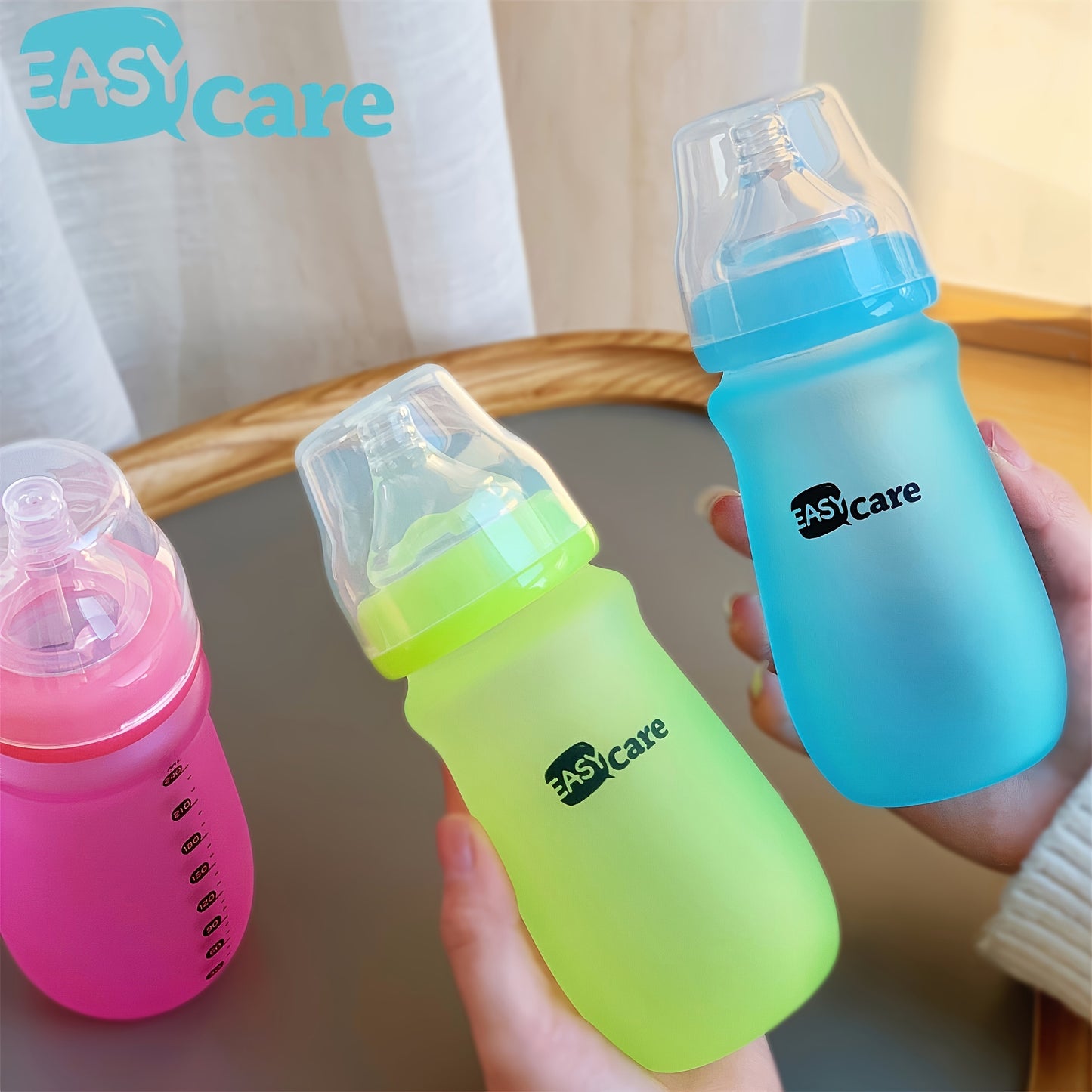 6pcs Easycare Wide Neck Glass Baby Bottles 8.4oz Spill-Proof Sippy Cups for Gifts
