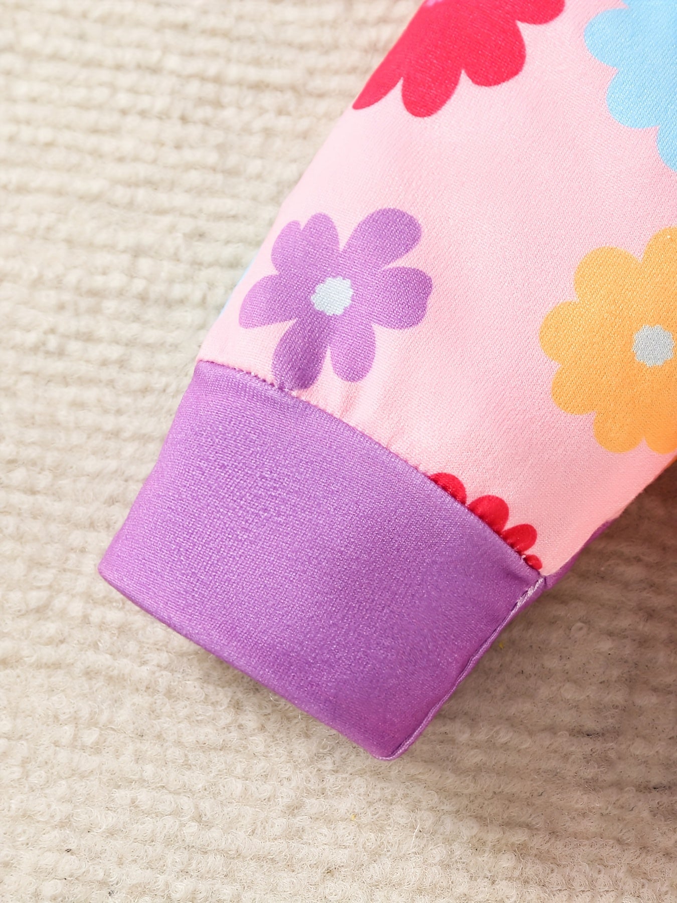 Newborn Baby Girl Floral Print Footed Romper Set With Bow