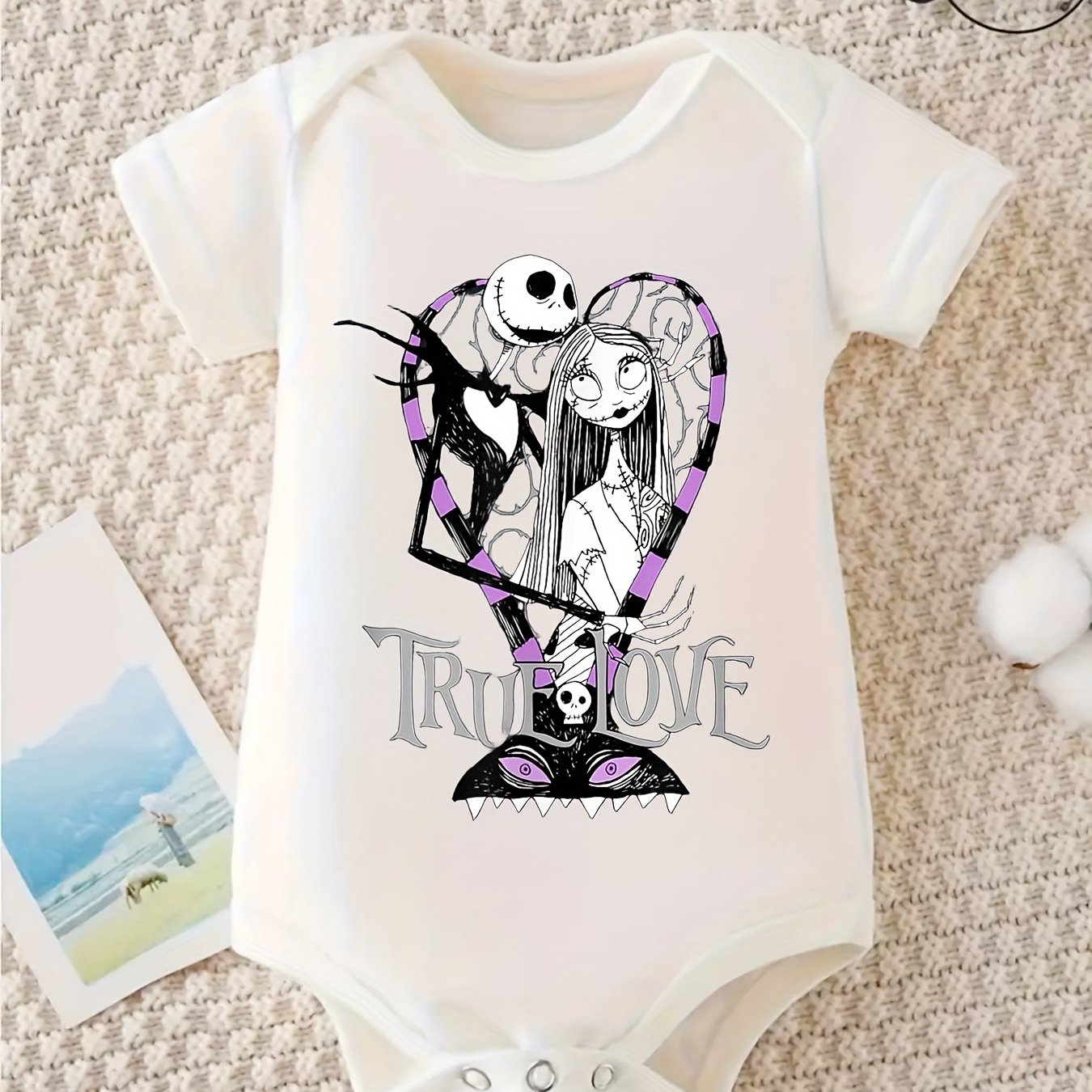 Disney Nightmare Before Christmas Baby Romper with Jack Skellington and Sally Graphic