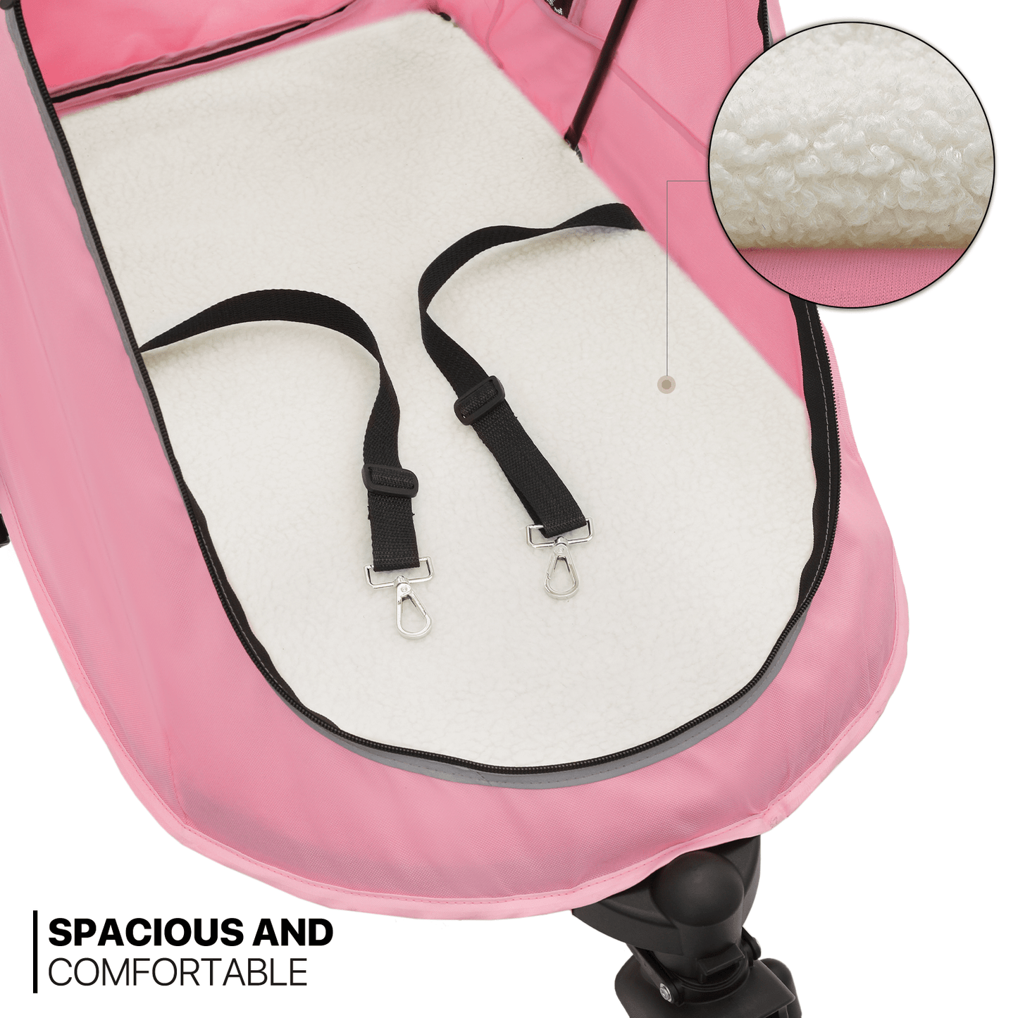 MoNiBloom Pet Stroller for Large Dogs or Multiple Dogs Cats with Adjustable Handle, 3-Wheels Dual Entry Portable Dog Carting Easy Folding Pet Wagon Double Dog Stroller