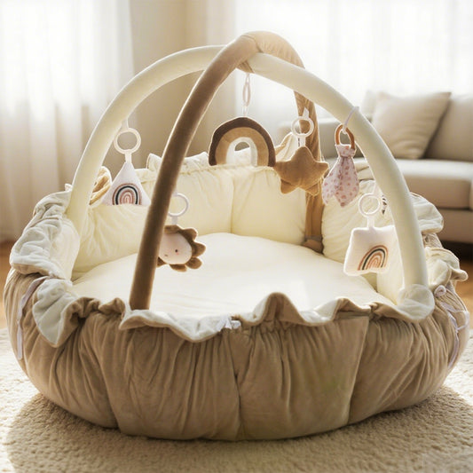 5 In 1 Plush Baby Play Gym With Tummy Time Mat And 6 Toys Ball Pit For Development