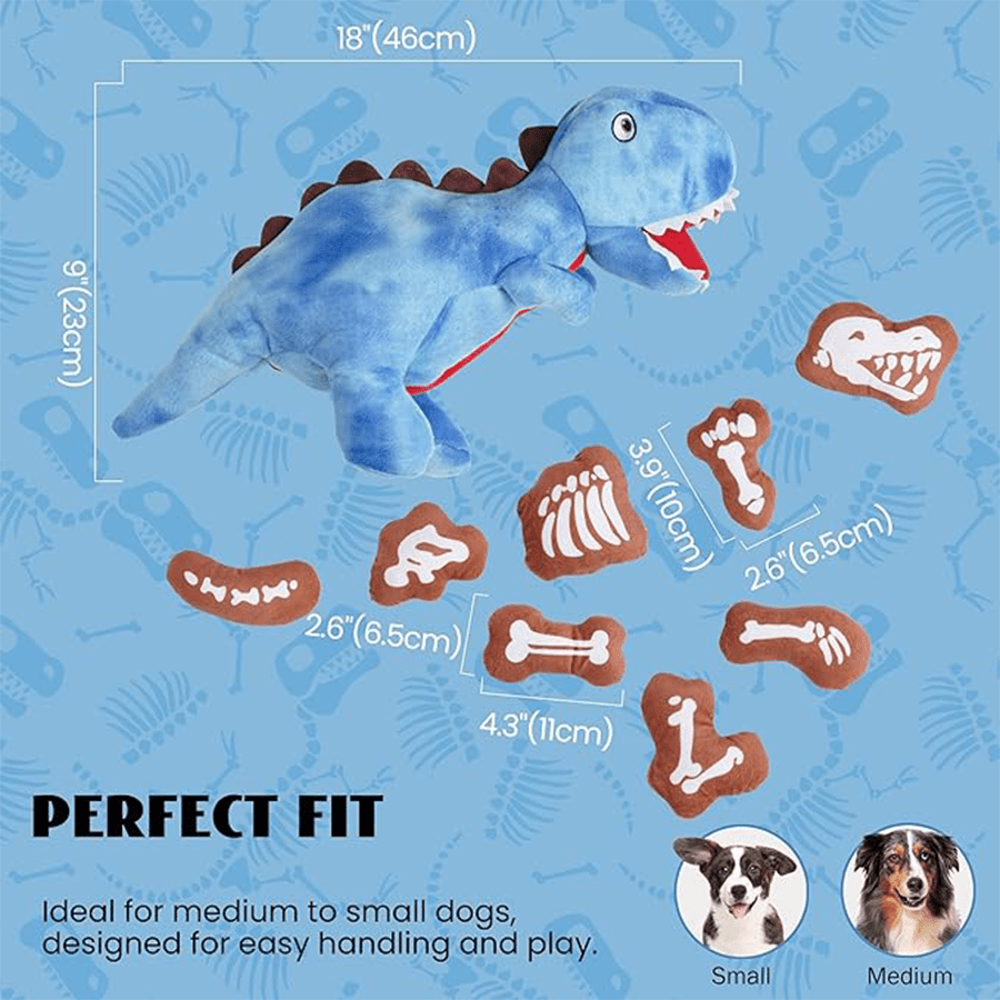 Nocciola 9 in 1 Dinosaur Dog Toys Funny Squeaky Plush Chew Toy for Small to Medium Breeds