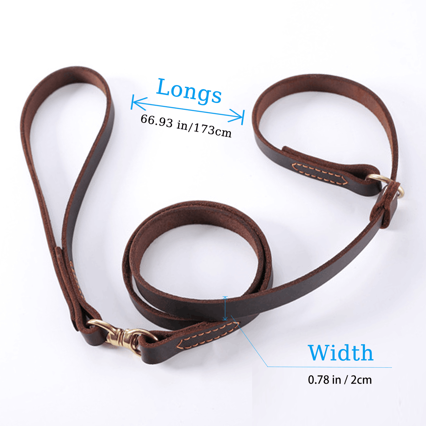 Leather dog leash 5.6 feet * 3/4 inches - a powerful heavy-duty training strap with a swivel P-rope, suitable for large, medium, and small dogs. The leather belt is soft and comfortable, with explosion-proof impact, making it