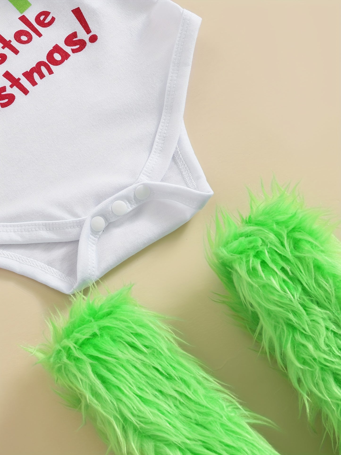 Christmas Letter Print Baby Romper With Plush Overalls