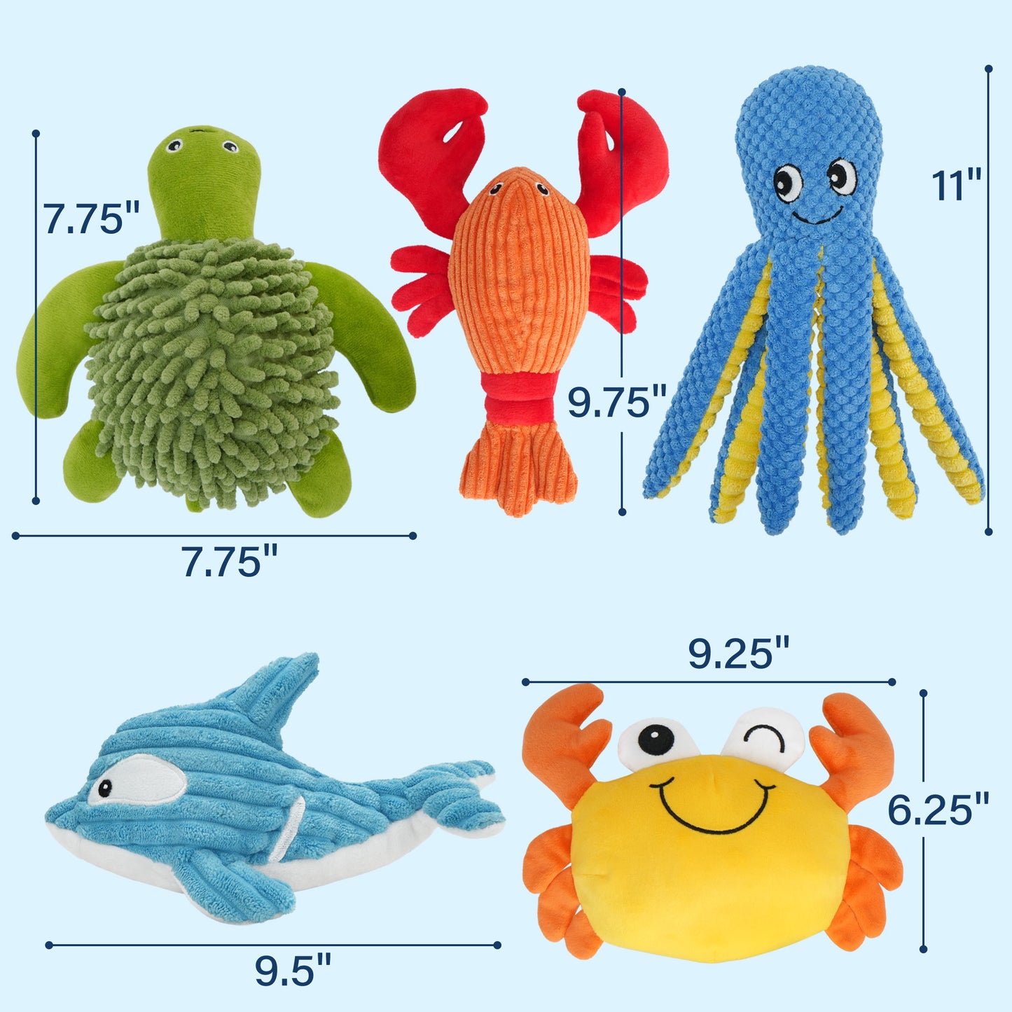 5 Pack Plush Squeaky Crinkle Chew Toys for Small and Medium Dogs Playtime Fun