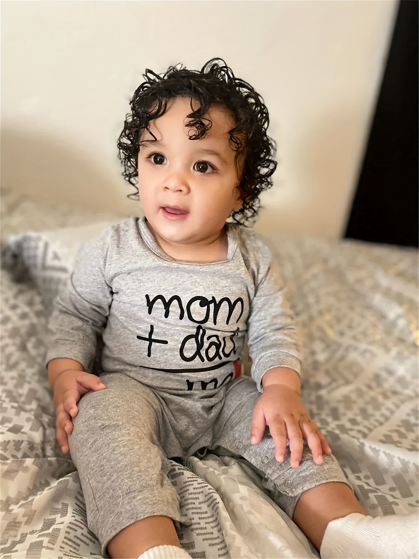 KuKitty Newborn Baby Boy Rompers Infant Girl Long Sleeve Letter Print Jumpsuit