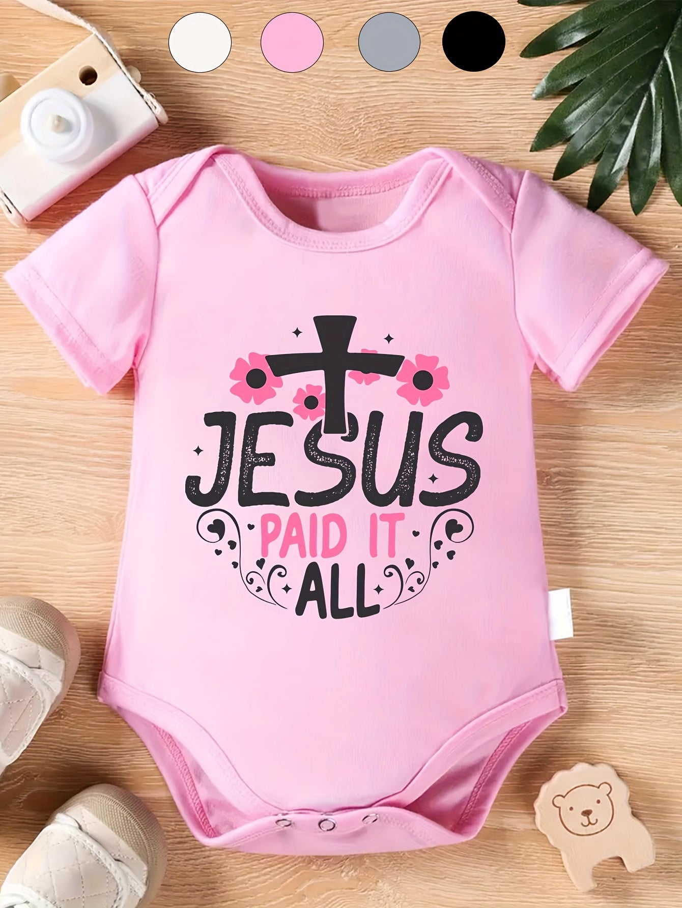 Love Paid It All Baby Onesie Cotton Short Sleeve Lightweight Alphabet Pattern Spring Summer