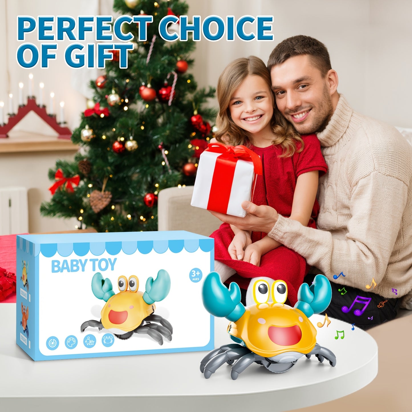 Dancing Crab Toy Music And Lights Interactive USB Rechargeable Crawling Crab Kids Gift