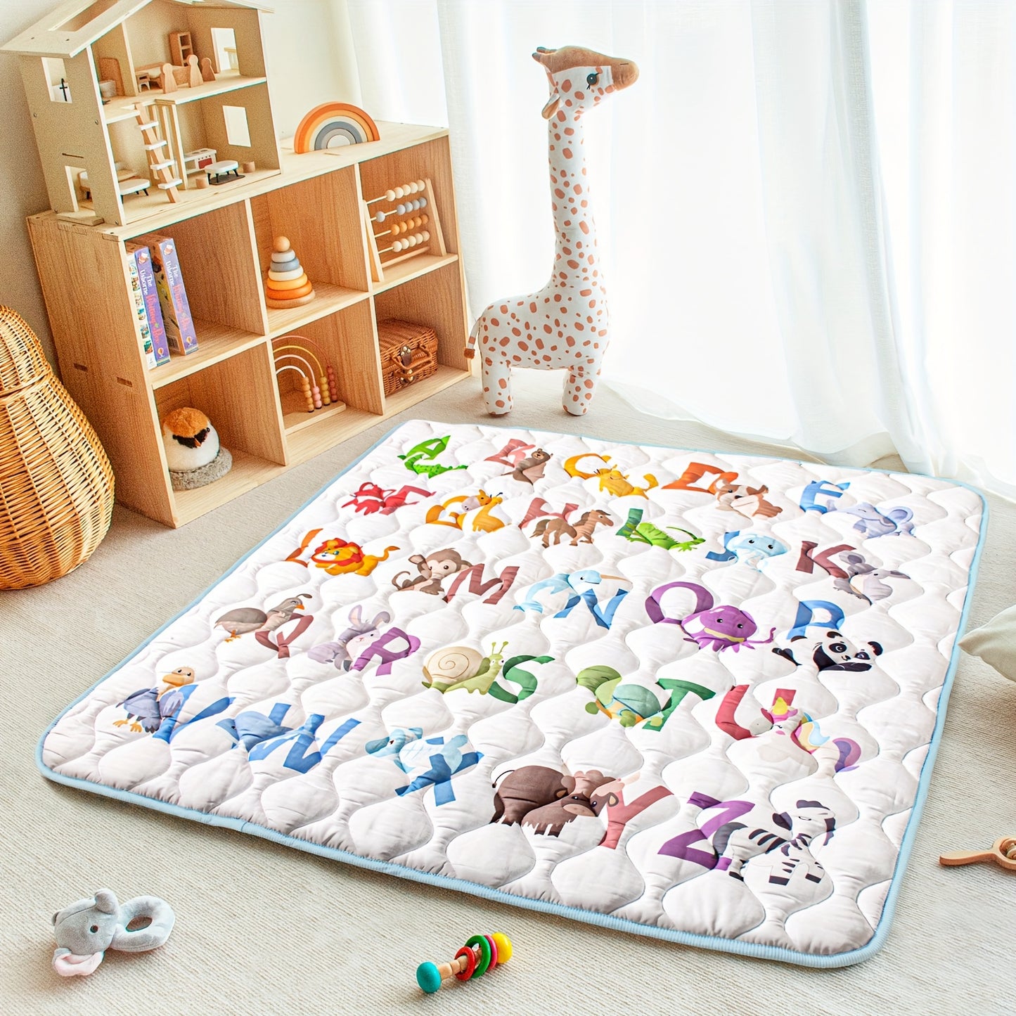 Primlect Baby Play Mat 50x50 Four Sided Alphabet Numbers Anti Slip Crawling Gym For Baby