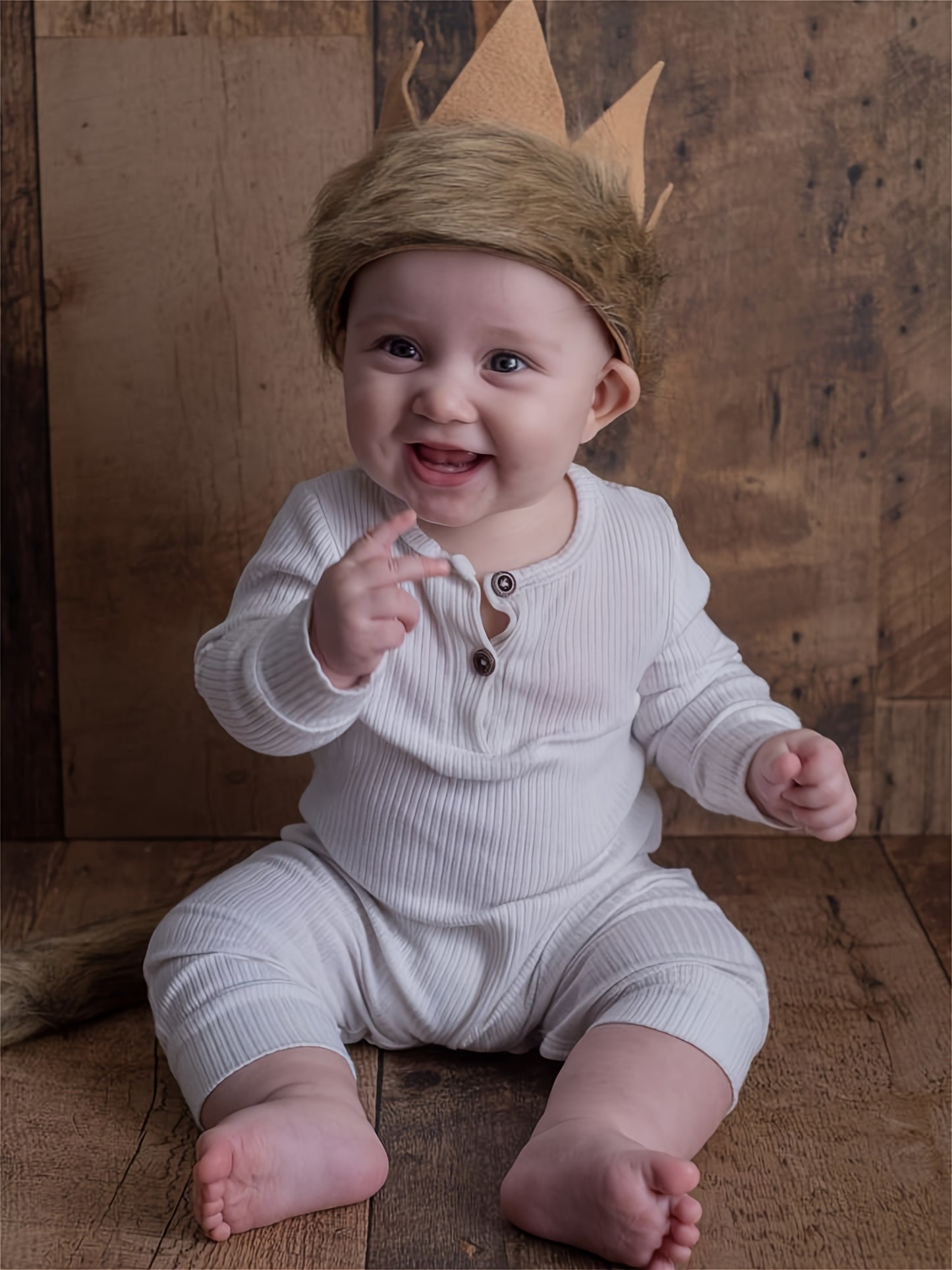 KuKitty Baby Boy Girl 2 Pcs Long Sleeve Solid Color Ribbed Romper Jumpsuit Outfits Clothes