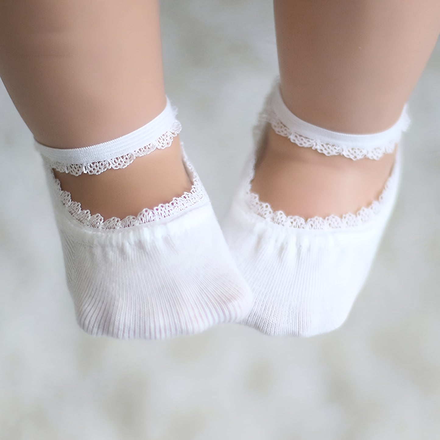 6 Pairs Baby Girls Lace-up Socks Cute Summer Boat Socks Soft Knit for Ages 12 and Under