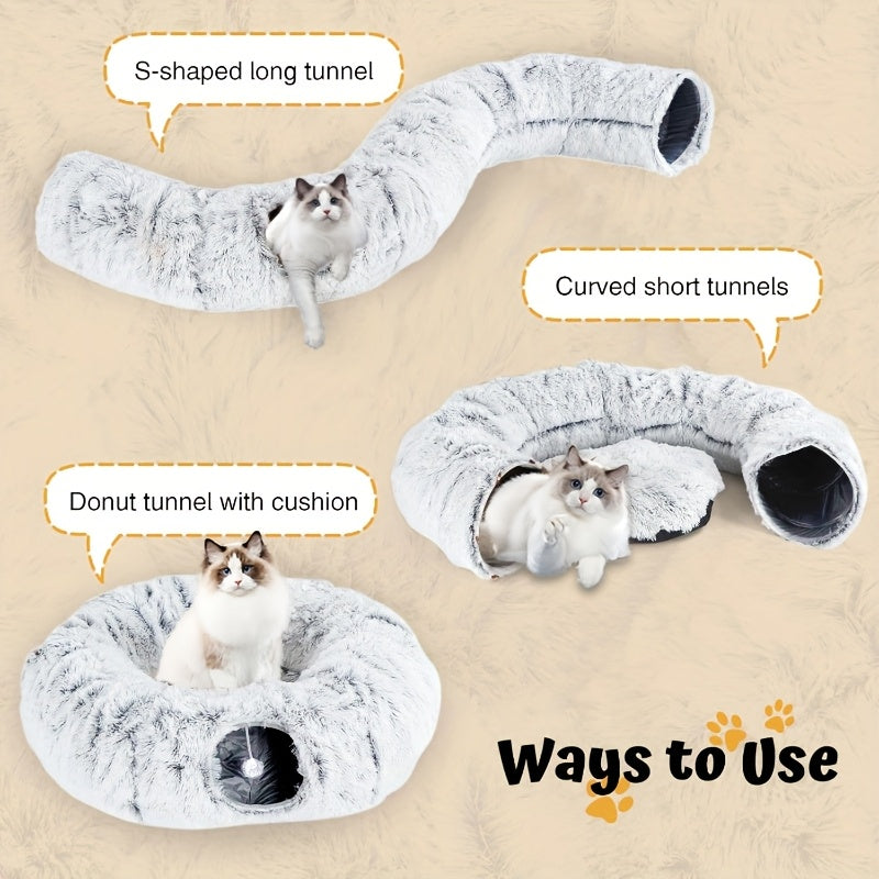 All Season Cat Nest Tunnel with Removable Cat Ball for Cats and Small Dogs
