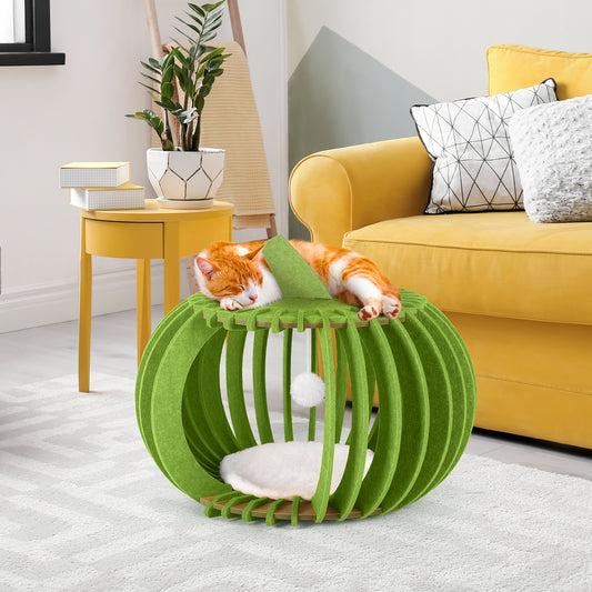 BTY Wool Felt Cat House Pumpkin Bed with Cushions Ideal for Cats Dogs and Reptiles