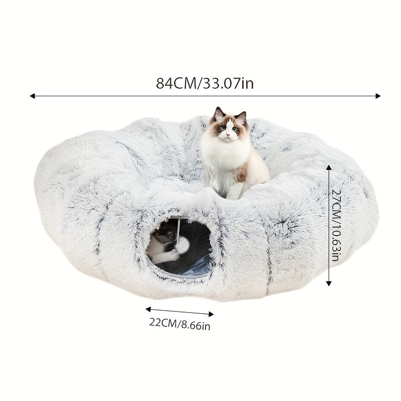 All Season Cat Nest Tunnel with Removable Cat Ball for Cats and Small Dogs