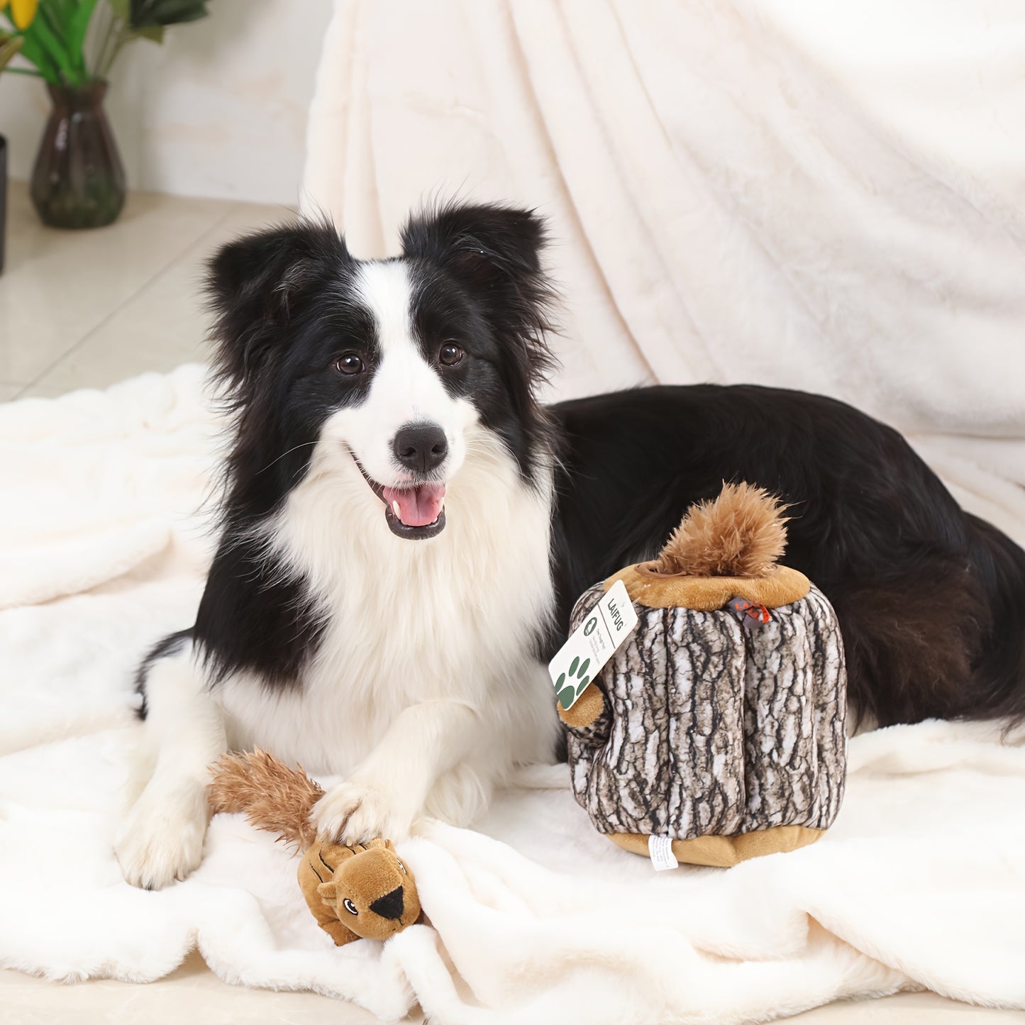 Laifug Hide and Seek Squirrel Plush Dog Toy Interactive Fun for All Breeds