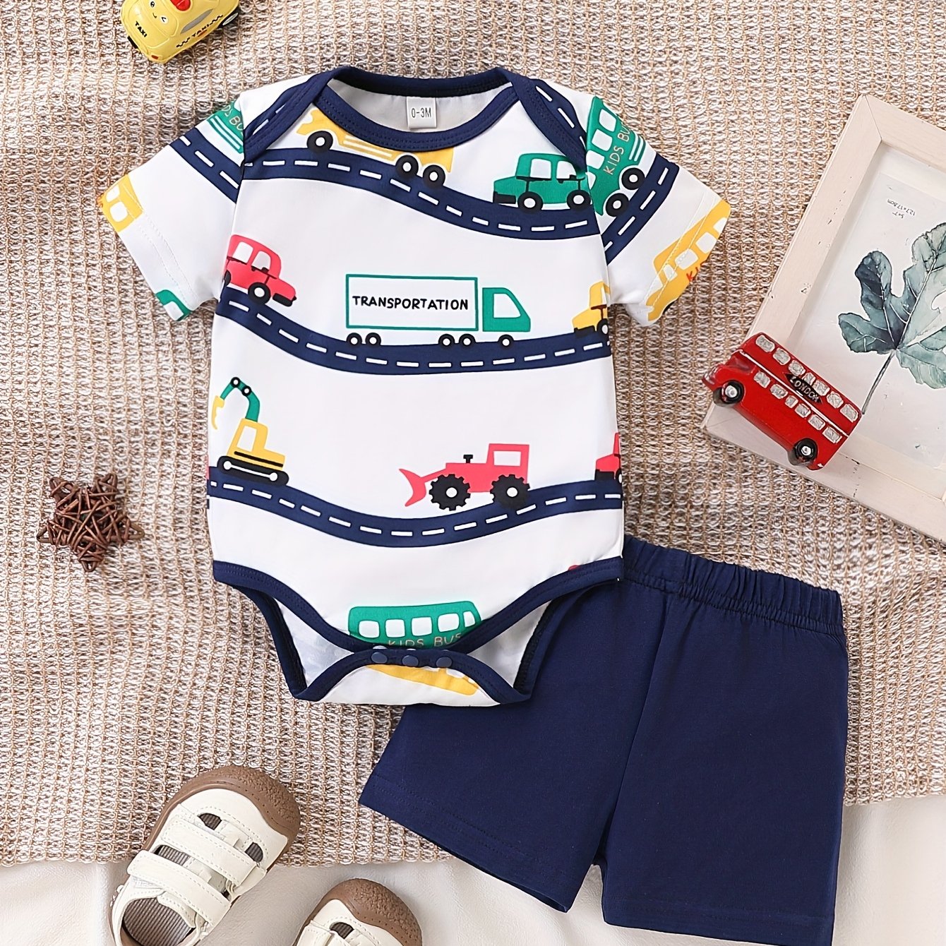 Newborn Baby Boy Clothes Short Sleeve Romper Summer Casual Infant Outfits Short Pants 2pcs Set, Perfect for Outdoor