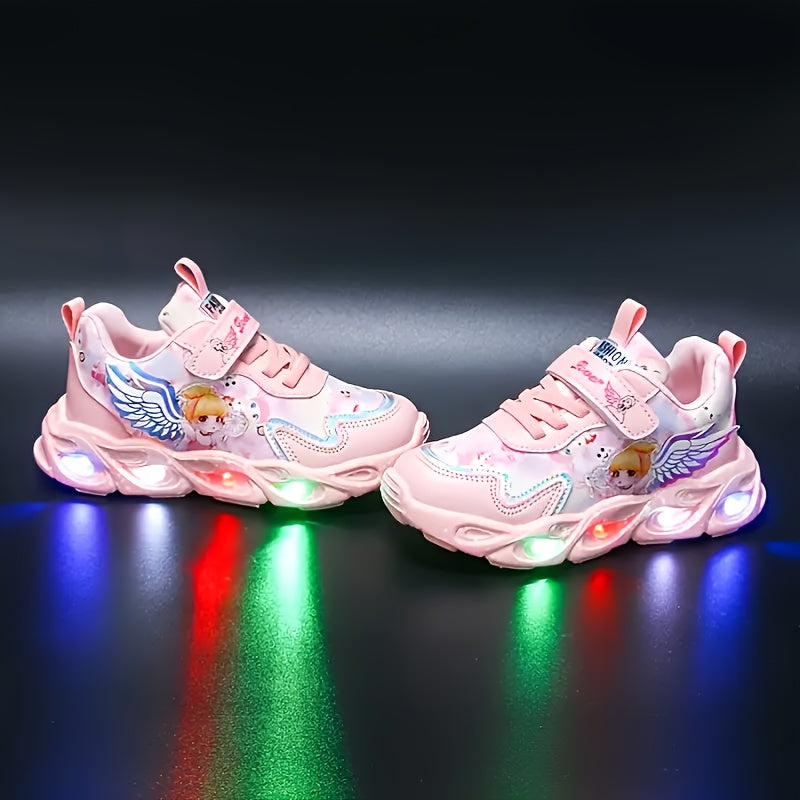 2025 Spring Autumn Girls Light Up Sports Shoes Trendy Casual Princess Sneakers