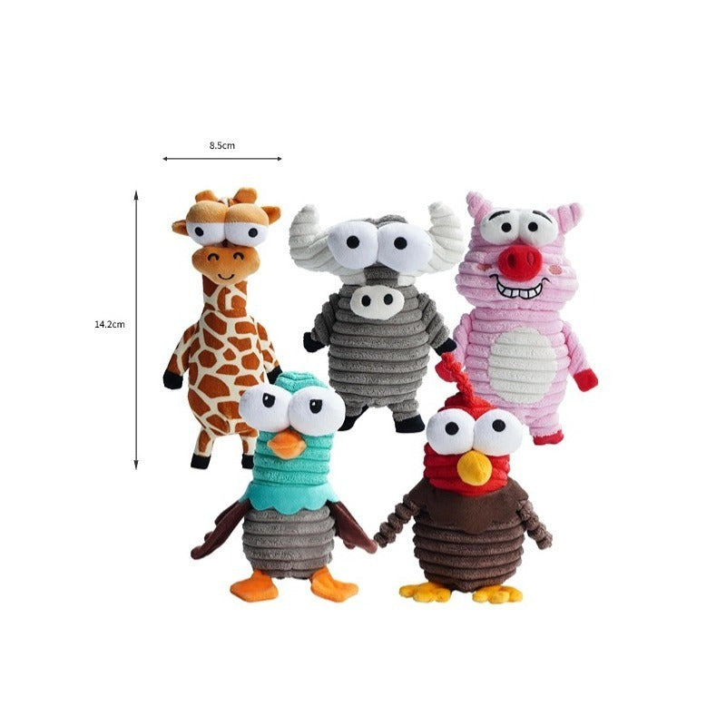 Nocciola 5 Piece Dog Squeaky Toy Set Funny Animal Sounds Interactive Gift for All Breeds